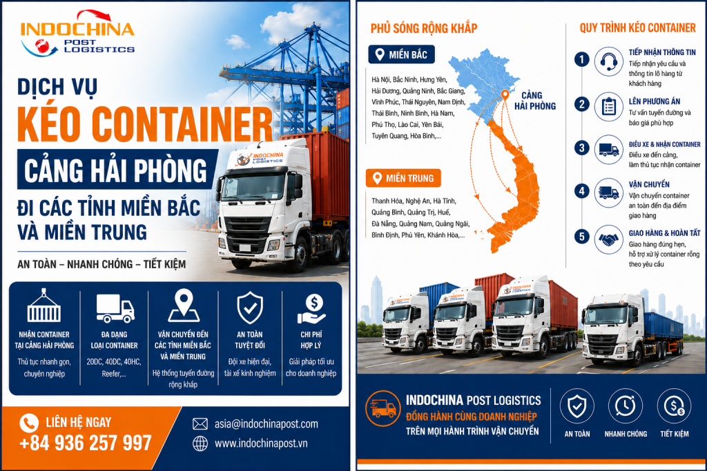 DỊCH VỤ KÉO CONTAINER TỪ CẢNG HẢI PHÒNG SỐ 1